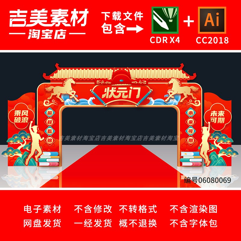 中高考成功门状元门誓师大会拱门金榜题名门头门楼龙门架布置素材