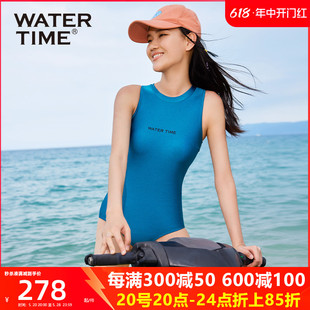 WaterTime游泳衣女夏季 连体高级性感游泳馆专用显瘦遮肚防晒泳装