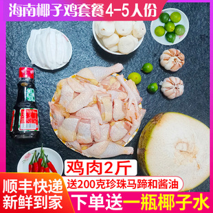 海南椰子鸡火锅套餐全套鸡汤配料新鲜文昌鸡肉散养整只切块土鸡