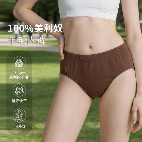 100%美利奴羊毛女士训练内裤速干