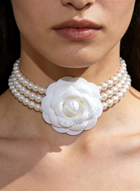 黄铜树脂女式字母珍珠短项链包邮