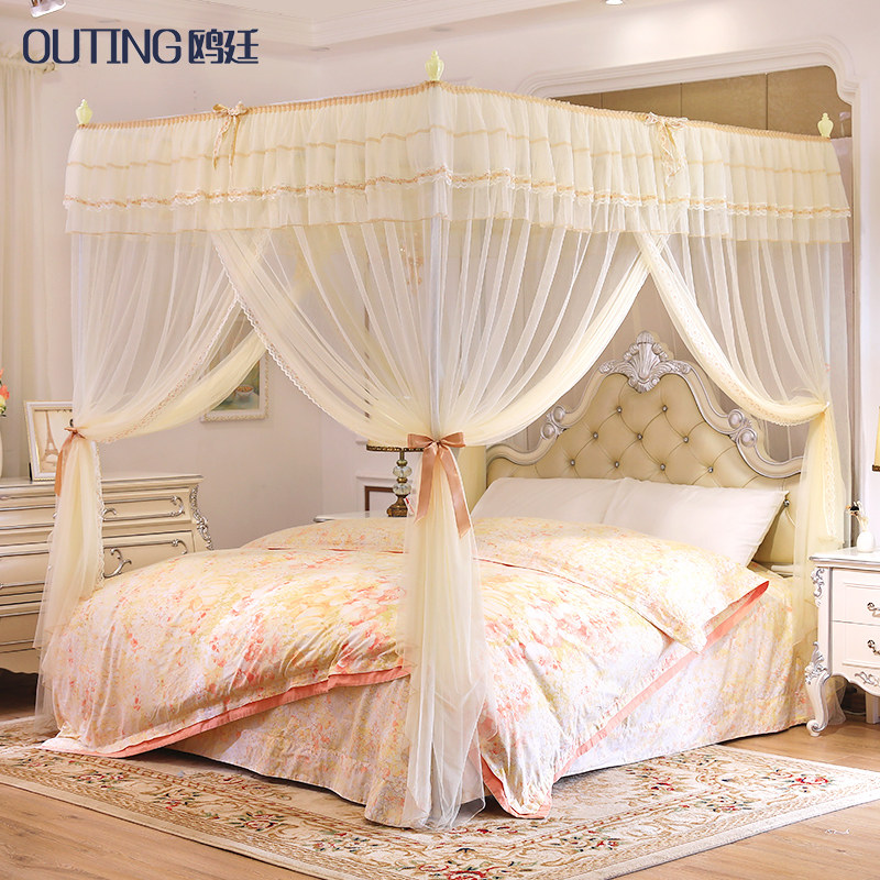 落地网红蚊帐1.2m1.2米2米1.5m1.8m床帐子家用公主风加密加厚纹账