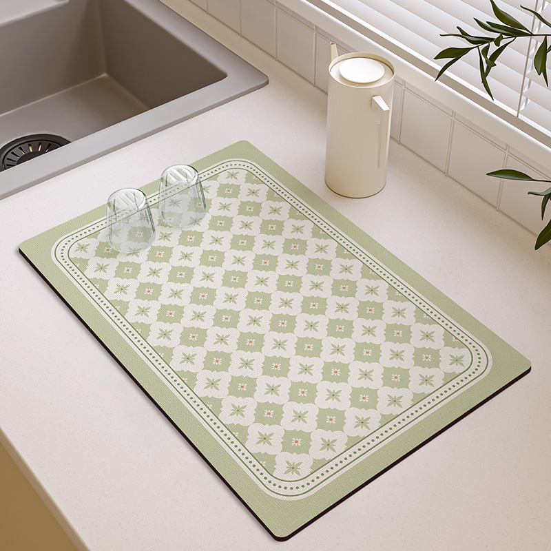 小清新厨房台面沥水垫子硅藻泥吸水隔热桌面杯垫碗碟控水垫干燥垫