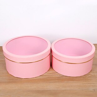 水晶圆形鲜花礼盒永生花插花圆形礼盒透明开窗花束礼盒包装空盒子