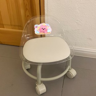 可爱卡通Looby静音万向轮凳子矮凳带靠背可旋转带轮小椅子