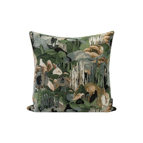 法式轻奢高端抱枕绿色新中式客厅沙发抽象山水复古靠垫套