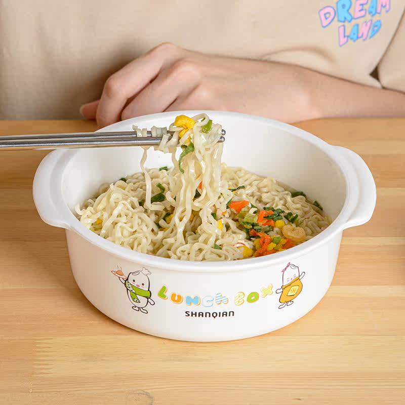 家用大号塑料泡面碗汤碗 微波炉专用加热饭盒便当盒 带盖圆形蒸盒