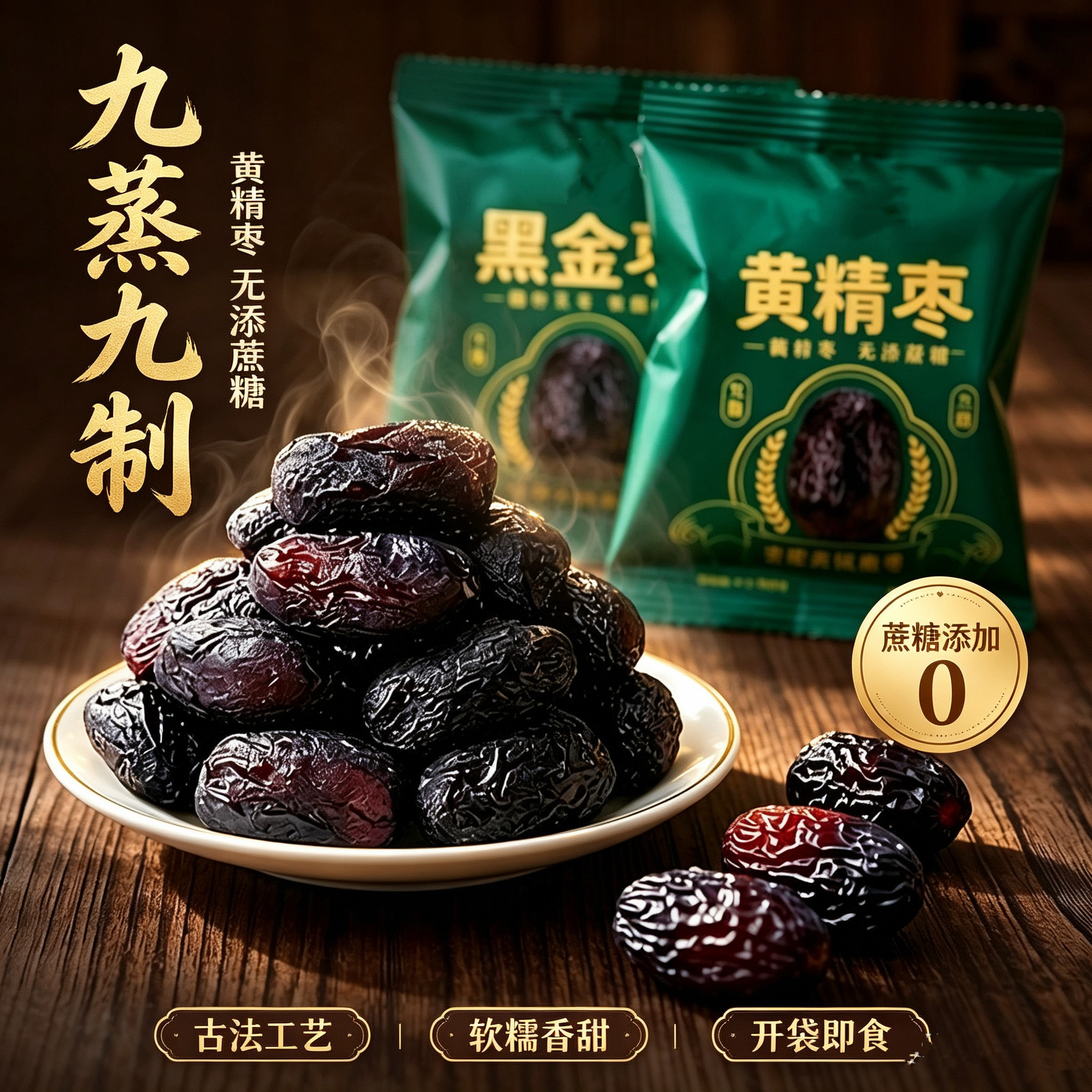 糖尿人专用食品无糖精可以吃黄精枣九蒸九制去皮去核孕妇糖友零食