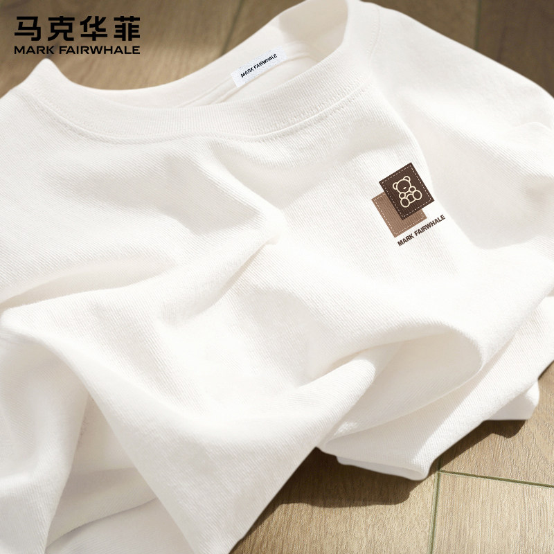 马克华菲长袖t恤男款2026新款纯棉圆领宽松印花休闲上衣服美式风