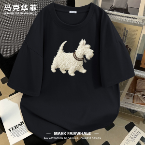 马克华菲纯棉宽松印花短袖T恤男