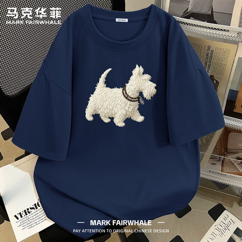 马克华菲纯棉宽松印花短袖T恤男