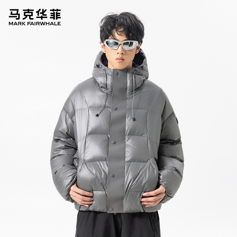 马克华菲男羽绒服短款连帽休闲