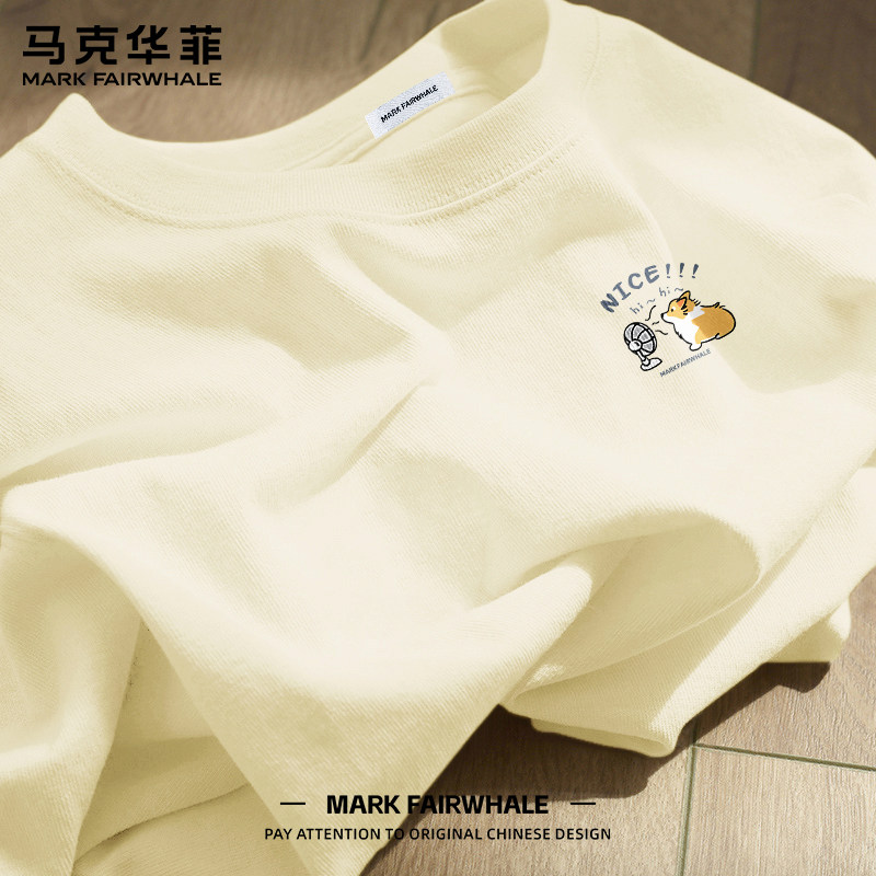 马克华菲2026夏季新款短袖T恤纯棉宽松卡通印花休闲上衣男女衣服
