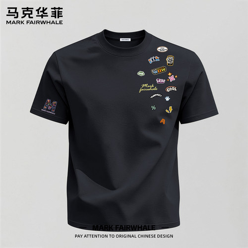 马克华菲专版纯棉印花短袖T恤男