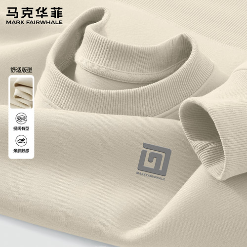 马克华菲春季男士圆领印花卫衣