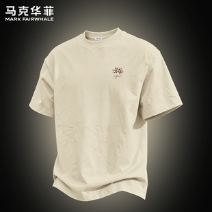 马克华菲夏季短袖T恤男士纯棉烟花印花宽松百搭休闲潮流半袖上衣