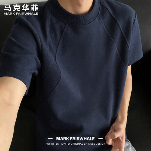 马克华菲美式拼接插肩短袖T恤男