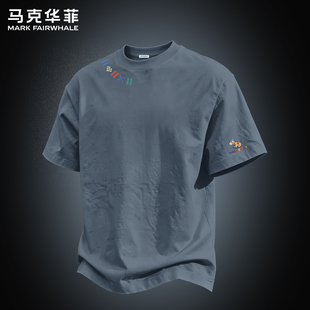 马克华菲时尚潮牌短袖T恤男士夏季新款纯棉宽松印花半袖体恤衣服