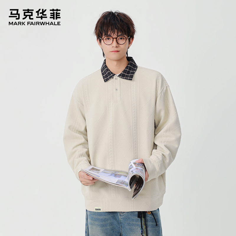 马克华菲翻领潮流休闲宽松卫衣