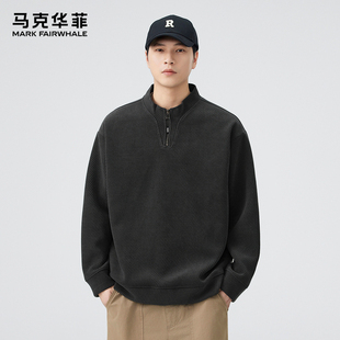 马克华菲套头卫衣男士 宽松休闲纯色简约运动百搭打底上衣 2025新款