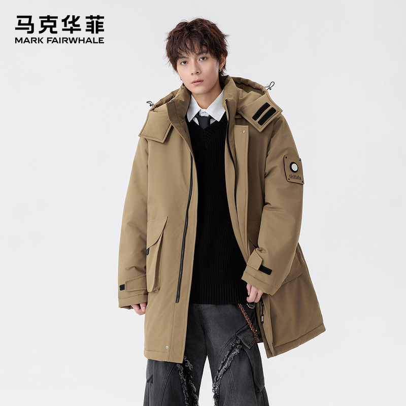 马克华菲中长款棉服男士冬季外套