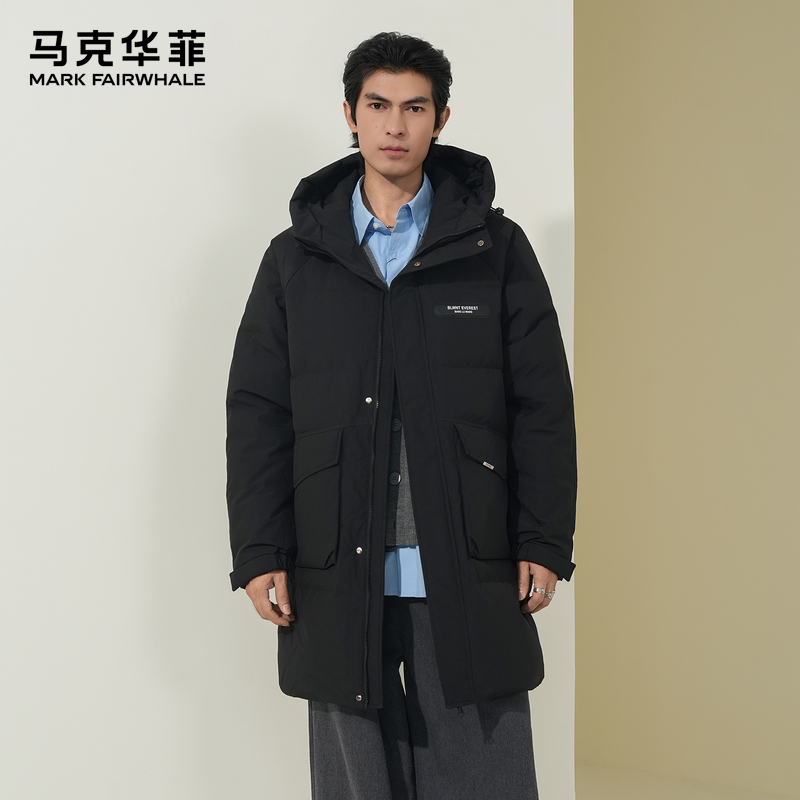 马克华菲中长款连帽羽绒服冬季