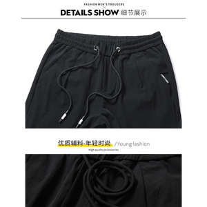 高端男士休闲裤春秋夏季薄款冰丝速干裤子男裤大码运动裤直筒长裤图片