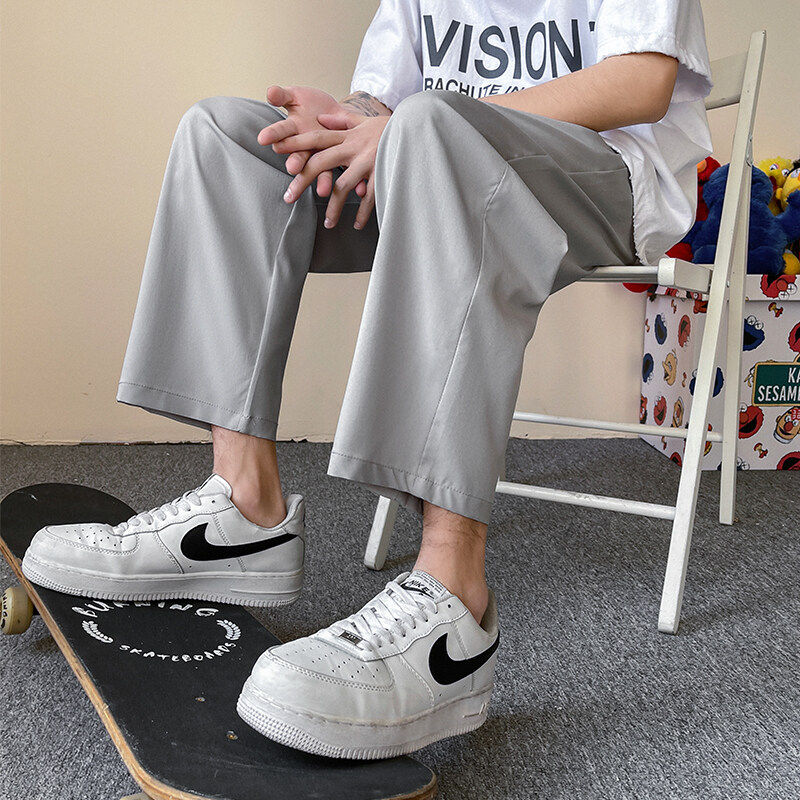 裤子男春夏季休闲韩版潮流直筒阔腿百搭九分裤宽松冰丝运动裤男潮，女装休闲裤，星座1712-3