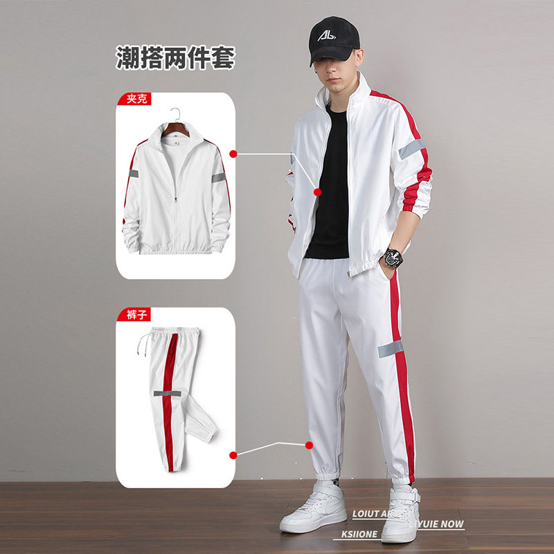 不一样的情侣装2025新款春秋跑步潮流白色卫衣男休闲运动套装潮牌,男装休闲套装,星座1712-3