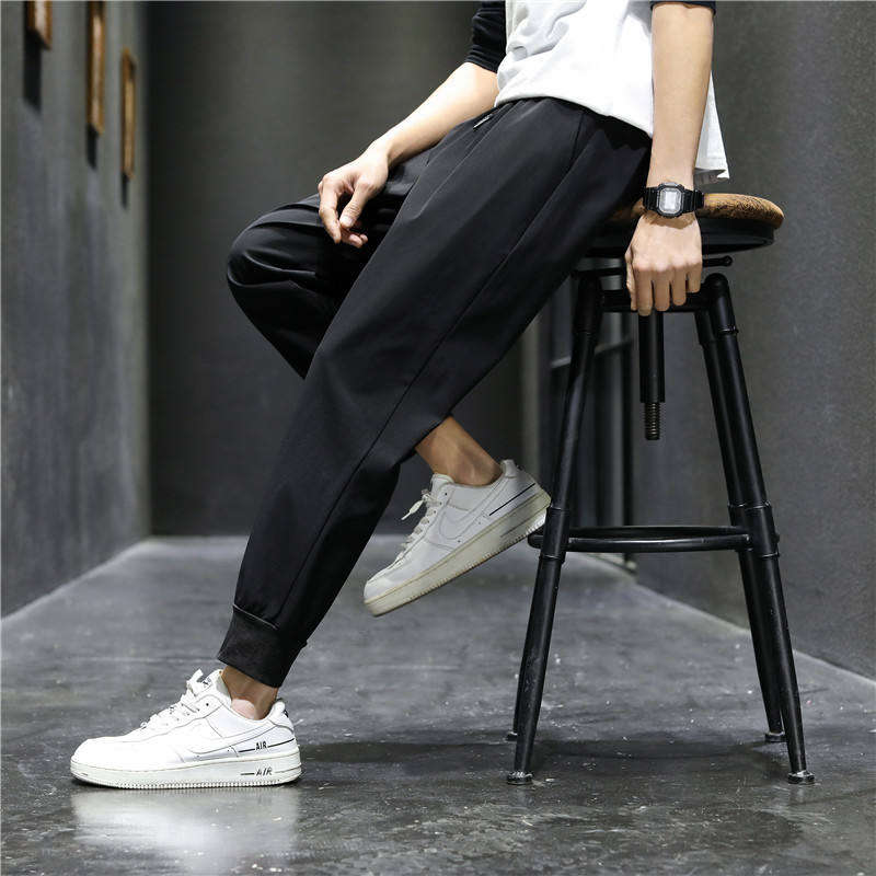 夏季冰丝9九分裤男小脚夏天男士休闲哈伦裤子宽松束脚裤韩版潮流，男装休闲裤，星座1716-3