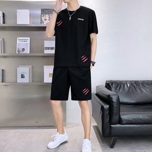 2025男士薄款运动套装休闲短袖短裤两件套夏季新款透气速干衣套装图片