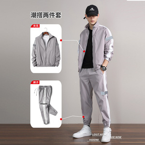 不一样的情侣装2025新款春秋跑步潮流白色卫衣男休闲运动套装潮牌图片