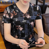 2025夏季新品冰丝短袖花T恤男士泼墨印花半袖潮流打底衫潮T006,男装T恤,星座1712-3,四季星座 2025夏季新品冰丝短袖花T恤男士泼墨印花半袖潮流打底衫潮T006,男装T恤,星座1712-3,四季星座