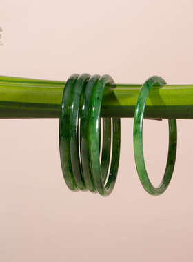 玉见和田玉碧玉叮当镯点墨碧玉美人镯