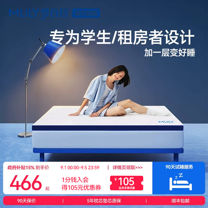 梦百合慢回弹记忆棉薄垫图片