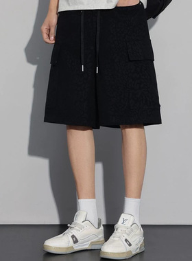 2026春夏季新款欧美日韩工装直筒五分咖色彩色布休闲中裤男PANTS