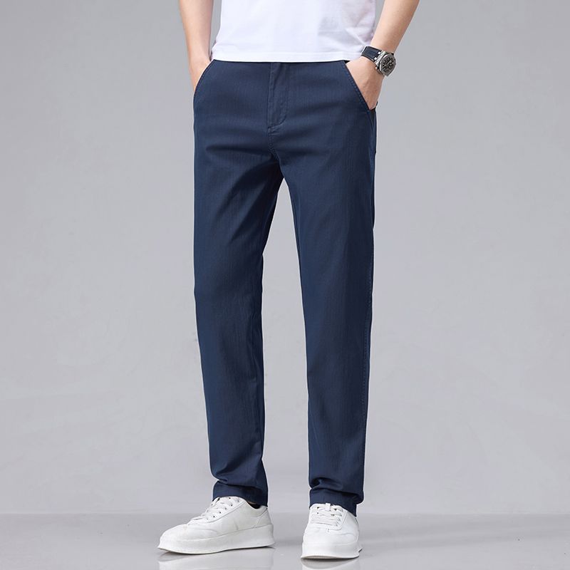 2026春夏季新款欧美日韩仿牛灰色弹力棉修身直筒休闲西裤男pants