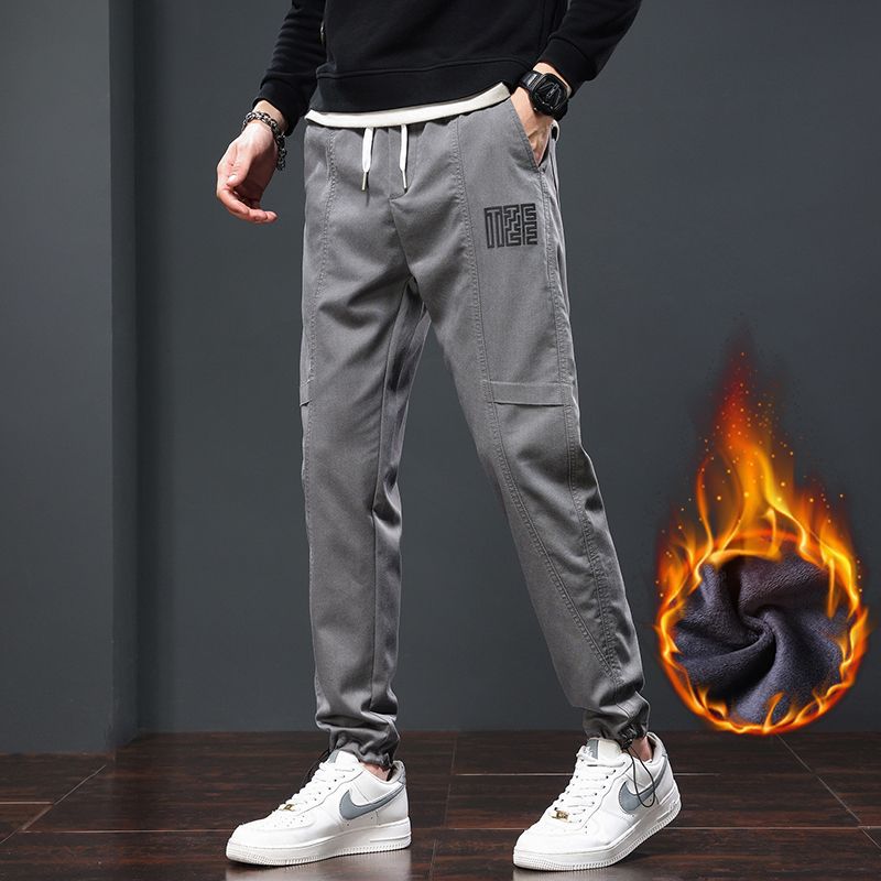 2025秋冬季欧美新款哈伦加绒日韩工装拼接直筒休闲长裤男潮PANTS