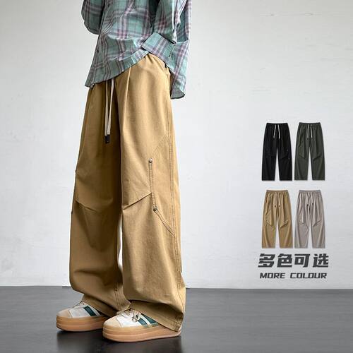 2025春夏秋季新款欧美工装纯棉显高直筒运动休闲裤男潮Men pants