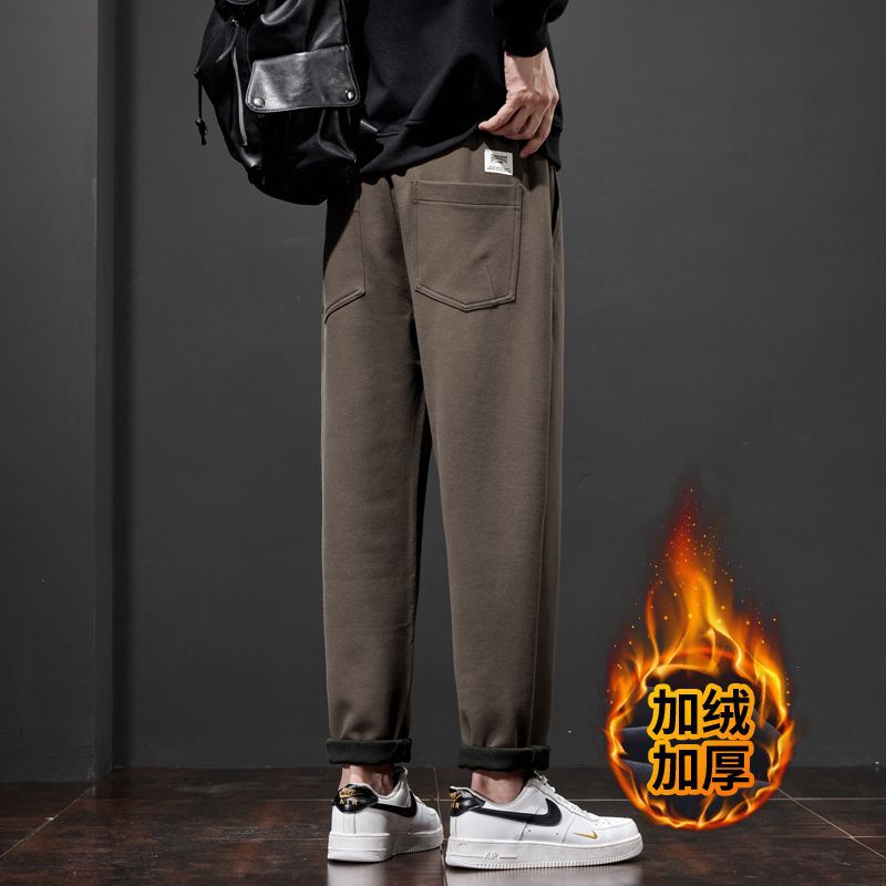 2025秋冬季欧美新款哈伦口袋加绒日韩梭织直筒休闲长裤男潮PANTS