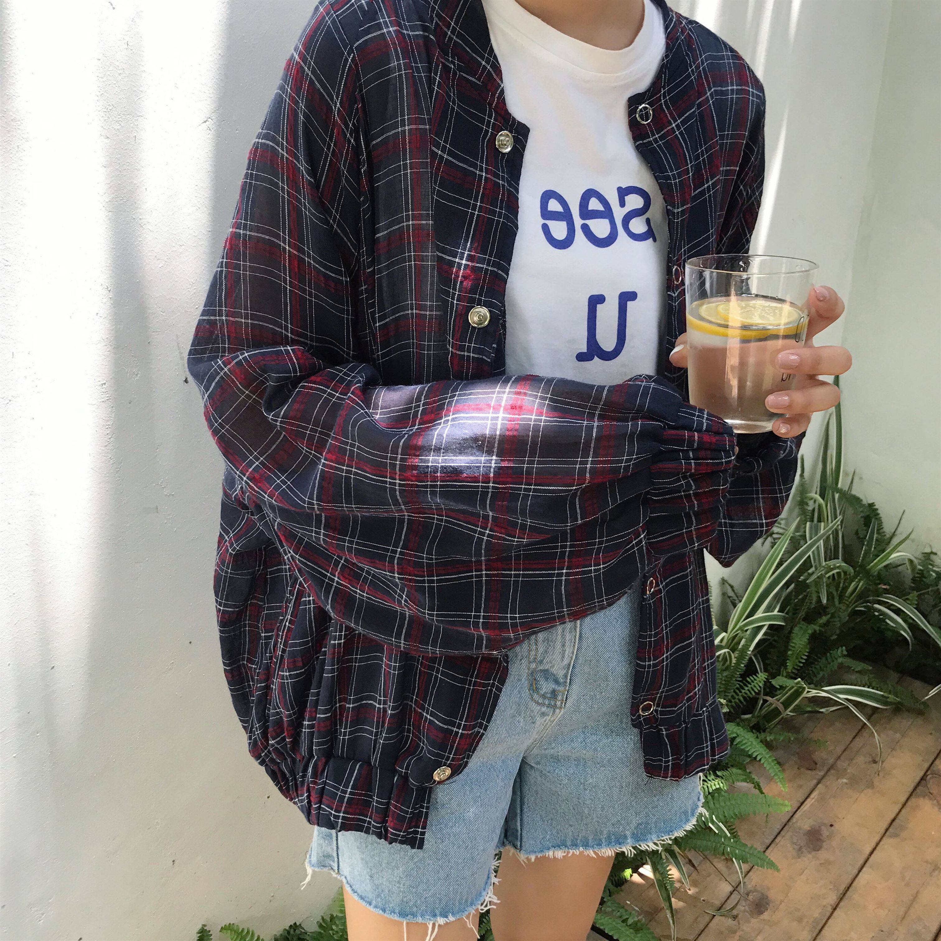 秋装女装ulzzang韩国学院风百搭复古格子长袖衬衫女学生衬衣外套在类目 女装/女士精品, 衬衫中 - 来自Buy2taobao.com提供专业的淘宝代购服务