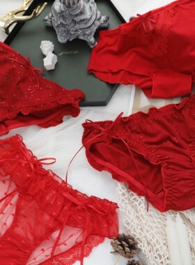 新款红色大红内裤女本命年全棉裆舒适三角裤女仙女新娘中腰女内裤