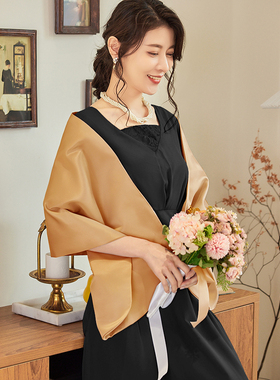 交叉纯色婚纱空调披肩秋款新品
