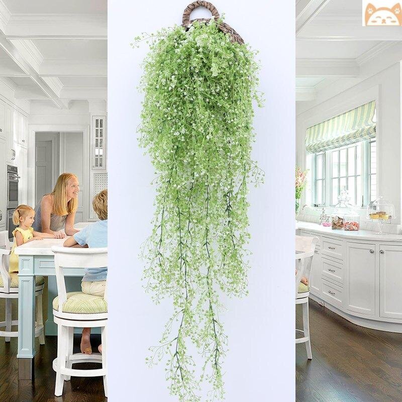 柱子装饰方形室内客庁墙面装饰客厅室内绿植壁挂花藤仿真植物