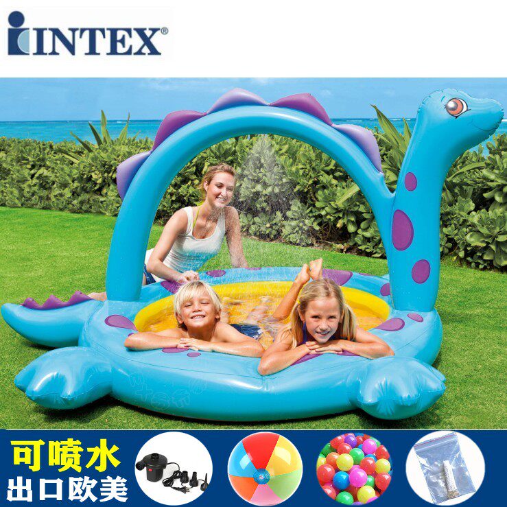 intex出口欧美卡通恐龙喷水池婴幼儿花园草坪泡澡池广场钓鱼池玩