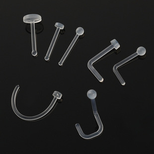 10个0.8毫米极细透明唇钉塑料UV穿孔隐形防堵耳钉鼻钉鼻环