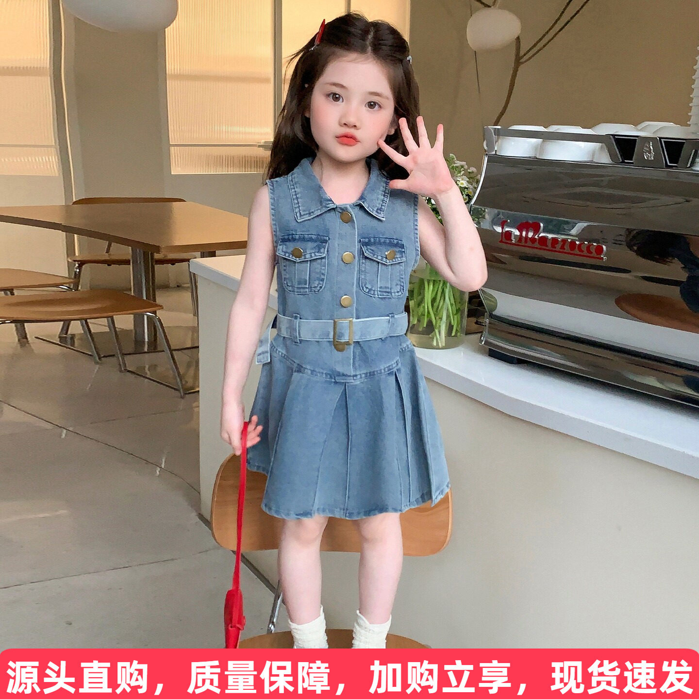 女童夏季连衣裙2026新款儿童背心公主裙女宝宝超好看夏装牛仔裙子