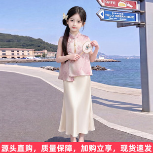 女童新中式套装夏季2026新款儿童中国风旗袍女孩古风汉服裙子夏装