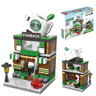 迷你城市模型拼装街景房子中国积木街道幼儿男孩女孩益智玩具摆件