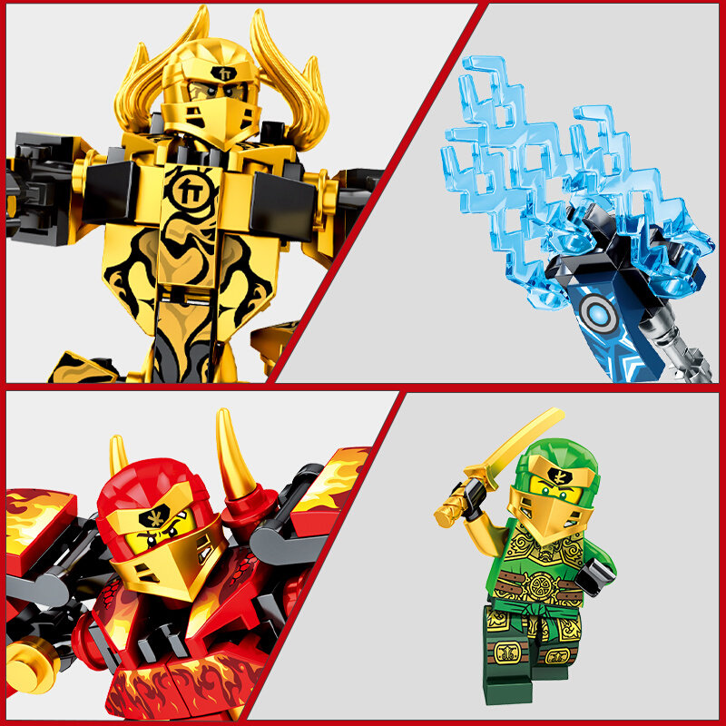 中国产积木烈焰红战甲机器人幻影忍者圣诞节礼物男孩益智拼装玩具